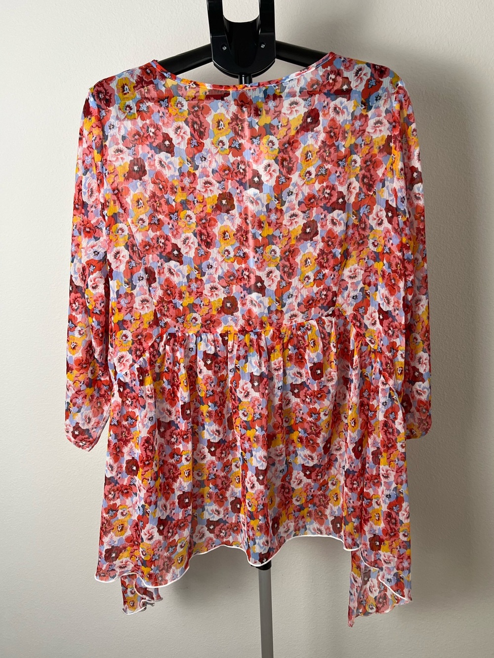 Lane Bryant Floral Babydoll Blouse Size 18/20 XXL Boho Peasant Top Tunic - Picture 3 of 6